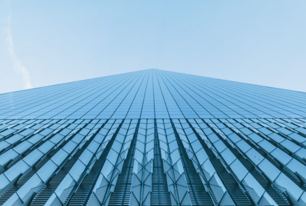 Exterior view of skyscraper windows.